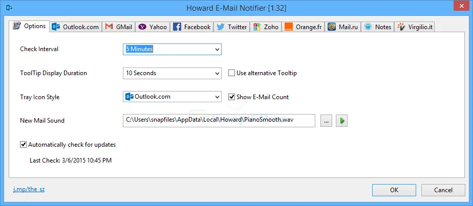 Howard E-Mail Notifier Zrzut ekranu 2