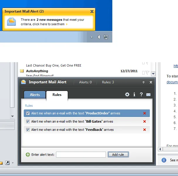 Important Mail Alert for Outlook Zrzut ekranu 1