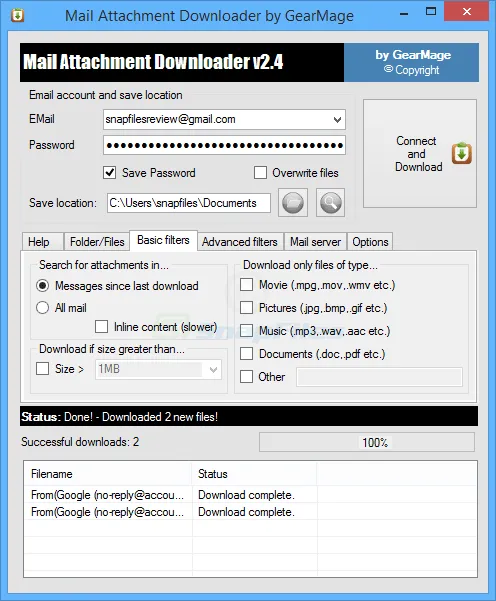 Mail Attachment Downloader Zrzut ekranu 2