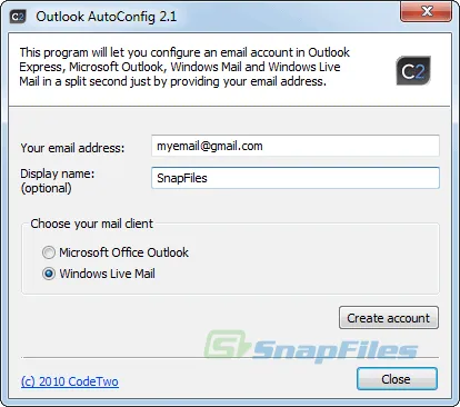 CodeTwo Outlook AutoConfig Zrzut ekranu 1