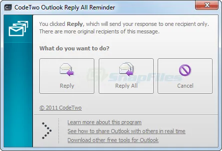 CodeTwo Outlook Reply All Reminder Zrzut ekranu 1