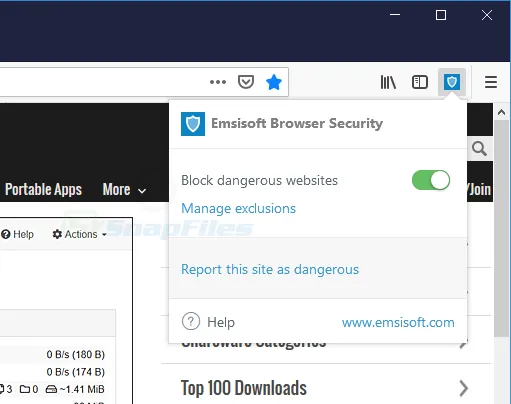 Emsisoft Browser Security for Firefox Zrzut ekranu 1