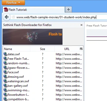 Flash Downloader for Firefox Zrzut ekranu 1