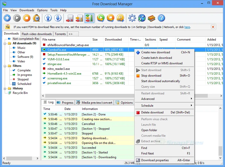 Free Download Manager Zrzut ekranu 1