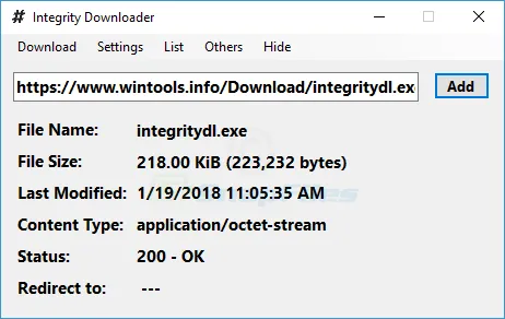 Integrity Downloader Zrzut ekranu 1