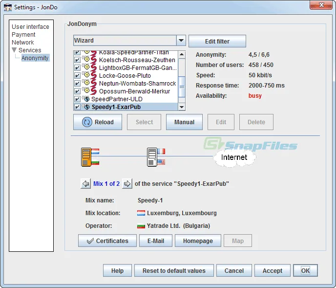 JAP Anon Proxy Zrzut ekranu 2