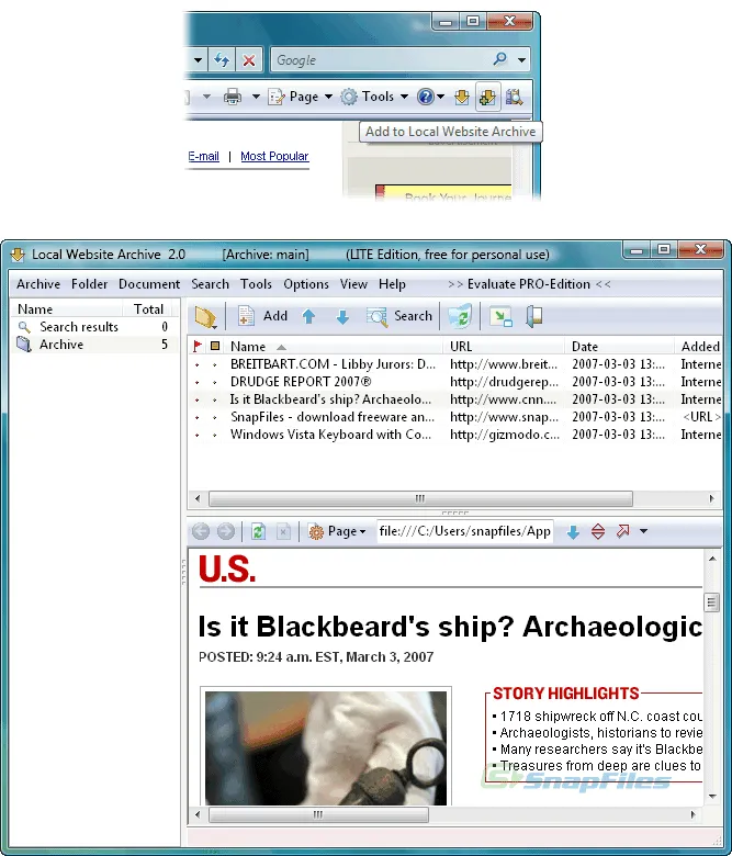 Local Website Archive Lite Zrzut ekranu 1