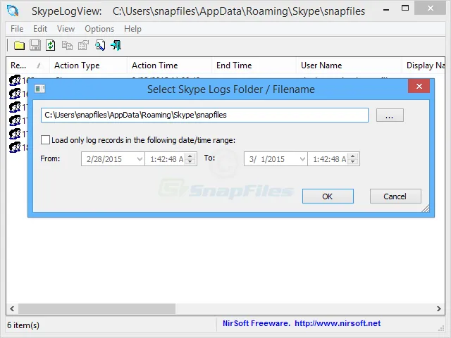 SkypeLogView Zrzut ekranu 2