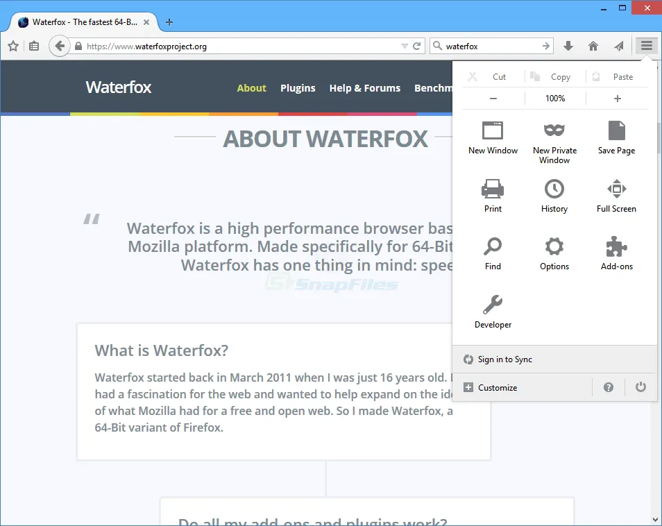 Waterfox Zrzut ekranu 2