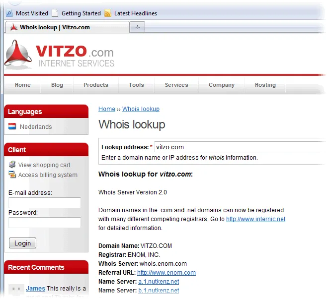 Vitzo WHOIS for Firefox Zrzut ekranu 2