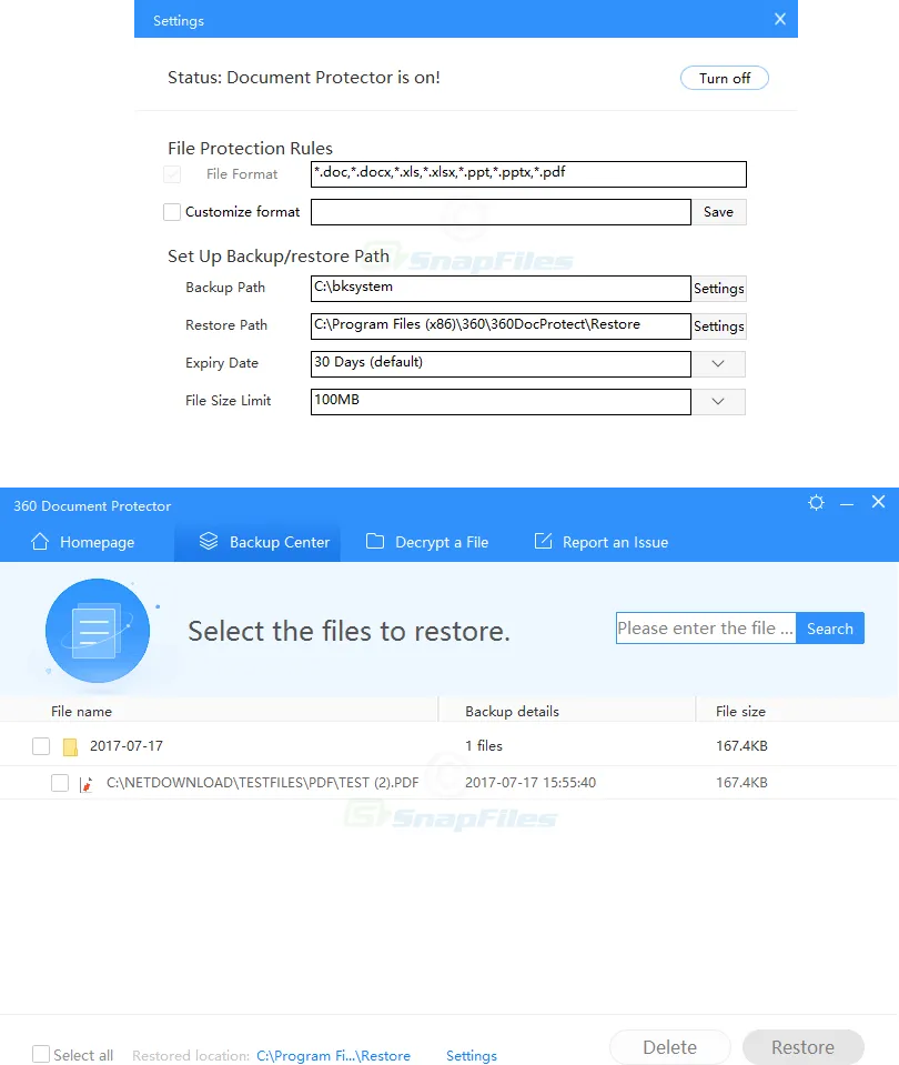 360 Document Protector Zrzut ekranu 2