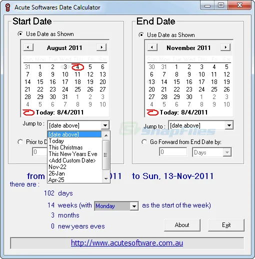 Acute Date Calculator Zrzut ekranu 2