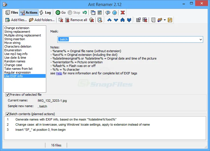 Ant Renamer Zrzut ekranu 2