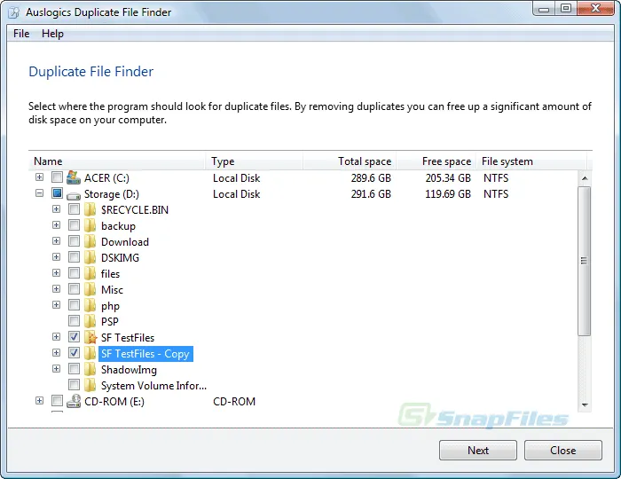 Auslogics Duplicate File Finder Zrzut ekranu 1