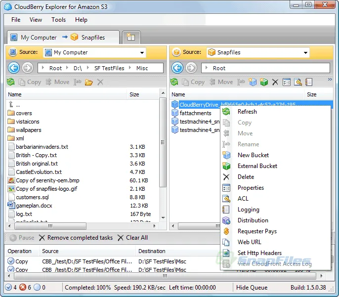 CloudBerry Explorer for Amazon S3 Zrzut ekranu 1
