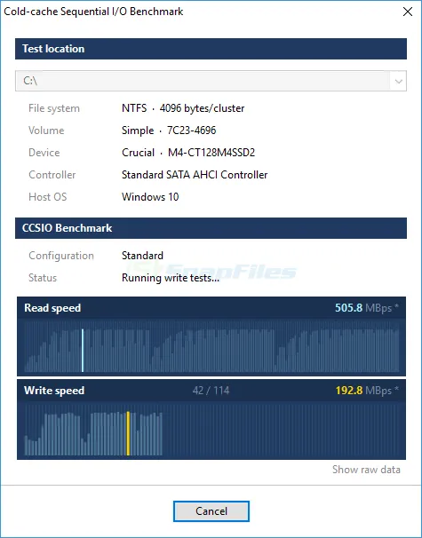 CCSIO Benchmark Zrzut ekranu 1