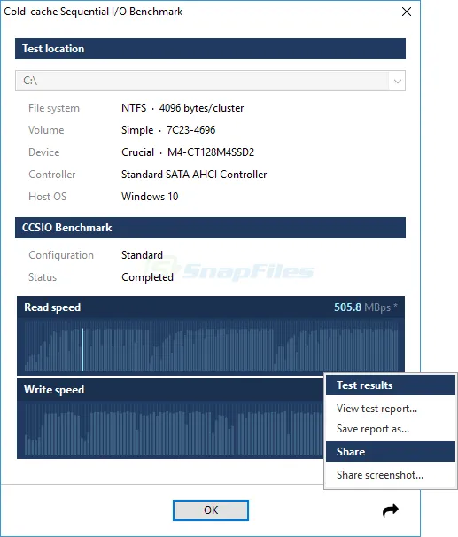 CCSIO Benchmark Zrzut ekranu 2