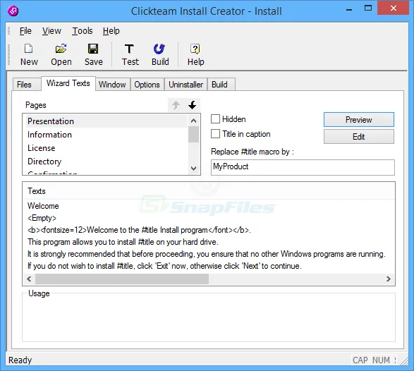 Clickteam Install Creator Zrzut ekranu 2