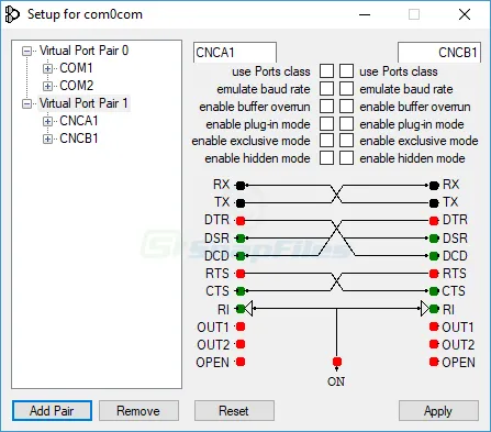 Null-modem Emulator (com0com) Zrzut ekranu 2