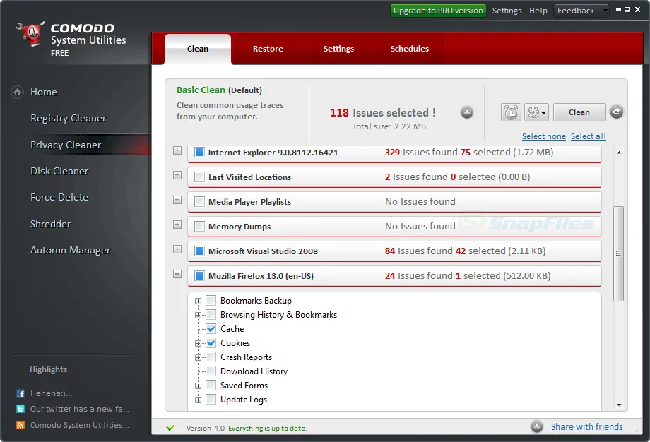 Comodo System Utilities Zrzut ekranu 2