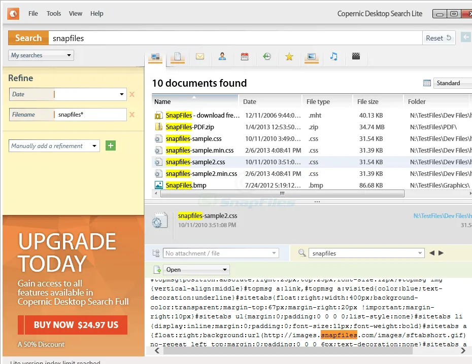 Copernic Desktop Search Lite Zrzut ekranu 1