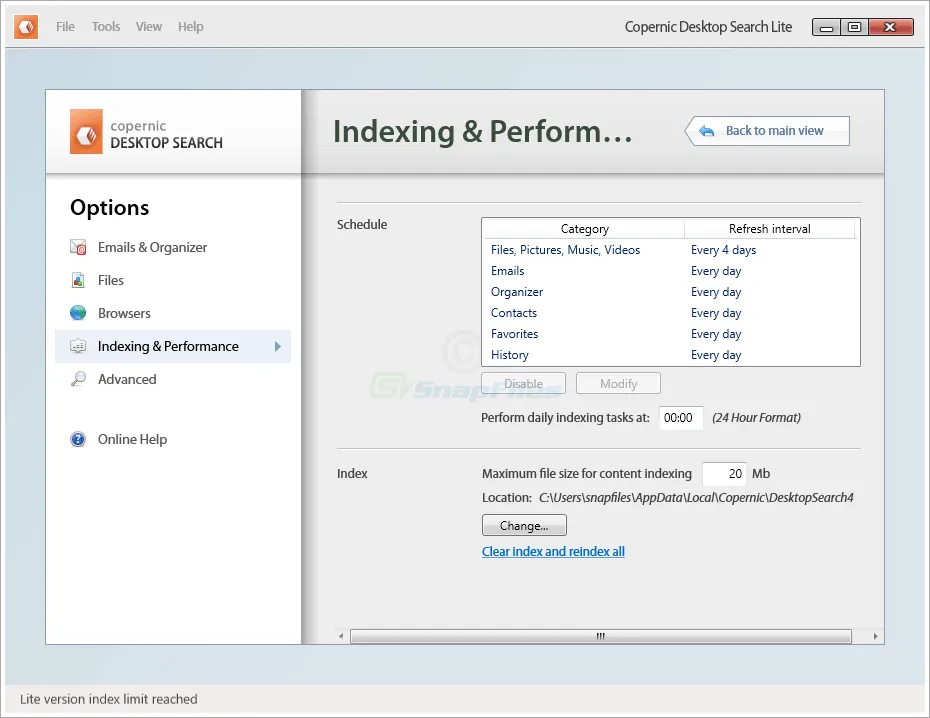 Copernic Desktop Search Lite Zrzut ekranu 2