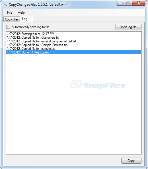CopyChangedFiles Zrzut ekranu 2