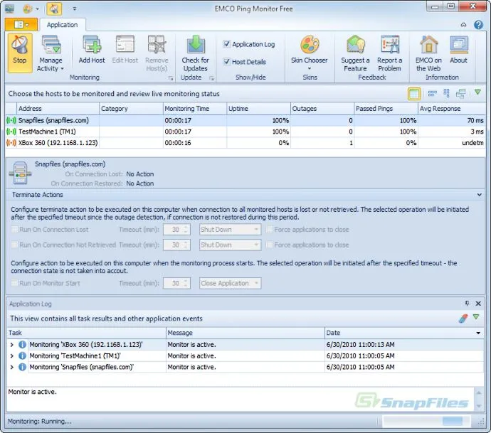 EMCO Ping Monitor (Free Version) Zrzut ekranu 1