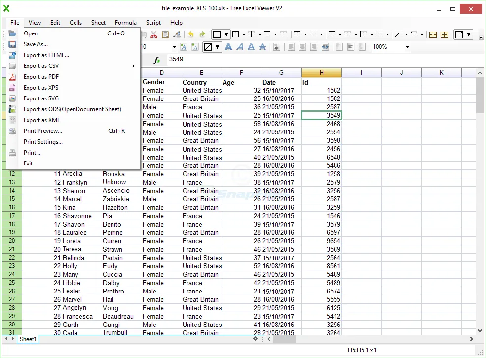 Free Excel Viewer Zrzut ekranu 2