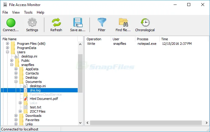 SoftPerfect File Access Monitor Zrzut ekranu 1