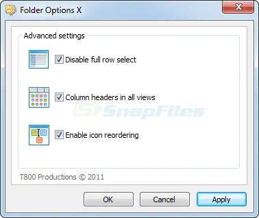 Folder Options X Zrzut ekranu 1