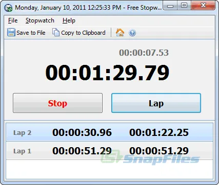 Free Stopwatch Zrzut ekranu 1