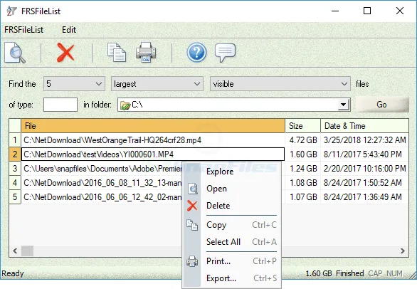 FRSFileList Zrzut ekranu 2