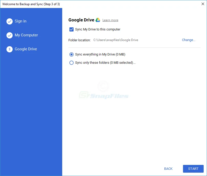 Google Backup and Sync Zrzut ekranu 2