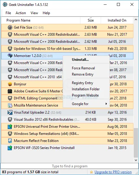 Geek Uninstaller Zrzut ekranu 1