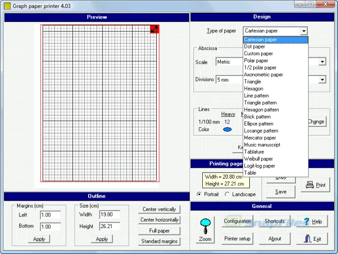 Graph Paper Printer Zrzut ekranu 1