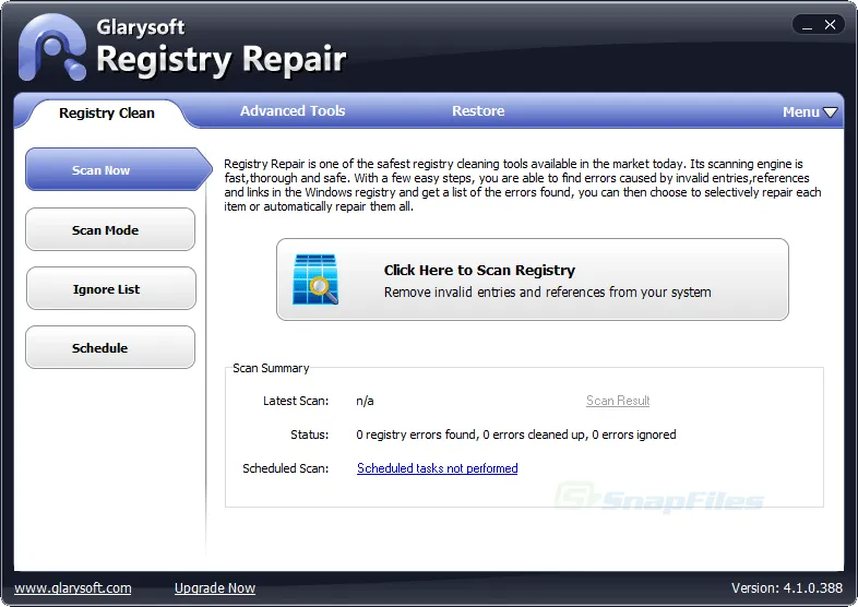 Glary Registry Repair Zrzut ekranu 1