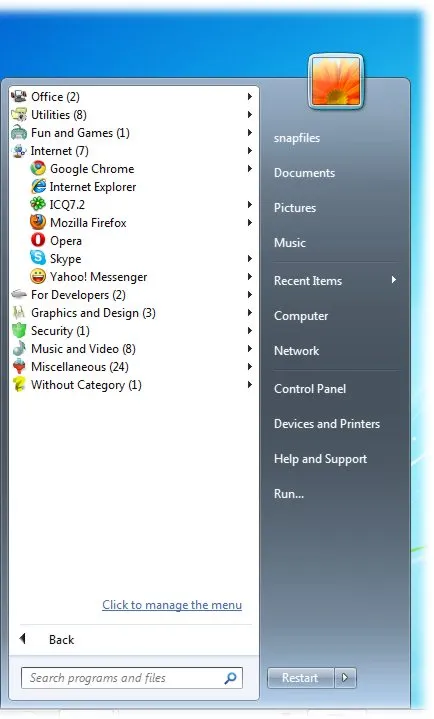 Handy Start Menu Zrzut ekranu 2
