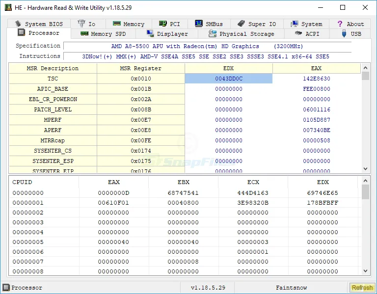 HE - Hardware Read and Write Utility Zrzut ekranu 1