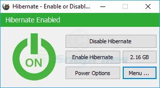 Hibernate Enable or Disable Zrzut ekranu 1