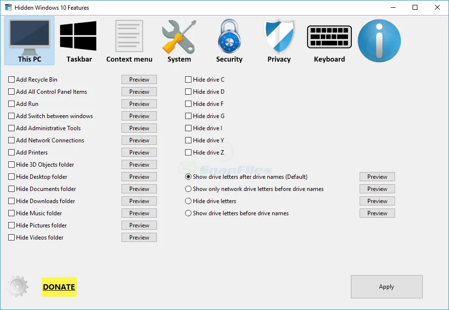 Hidden Windows 10 Features Zrzut ekranu 1