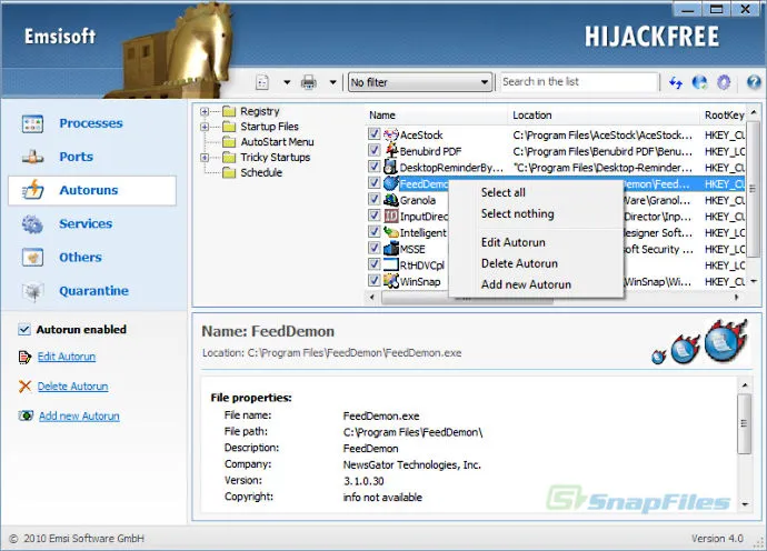 Emsisoft HiJackFree Zrzut ekranu 2