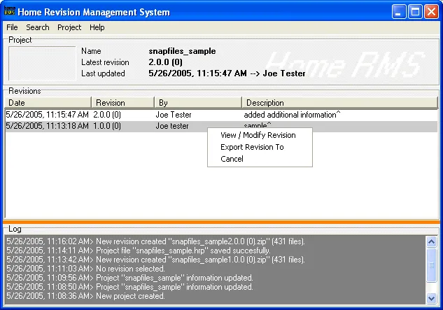 Home Revision Management System Zrzut ekranu 1