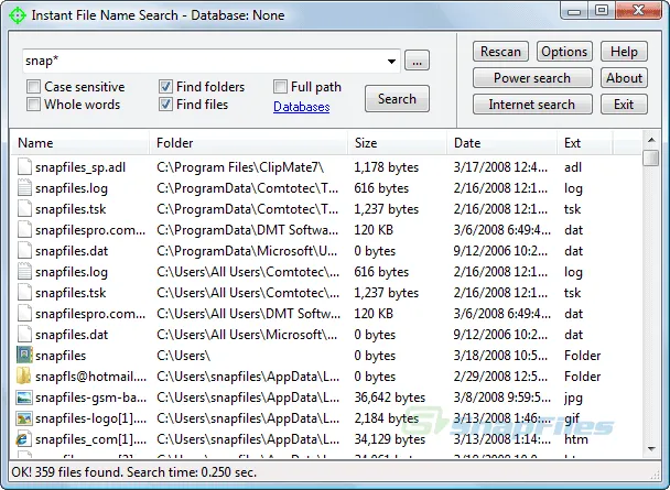 Instant File Name Search Zrzut ekranu 1