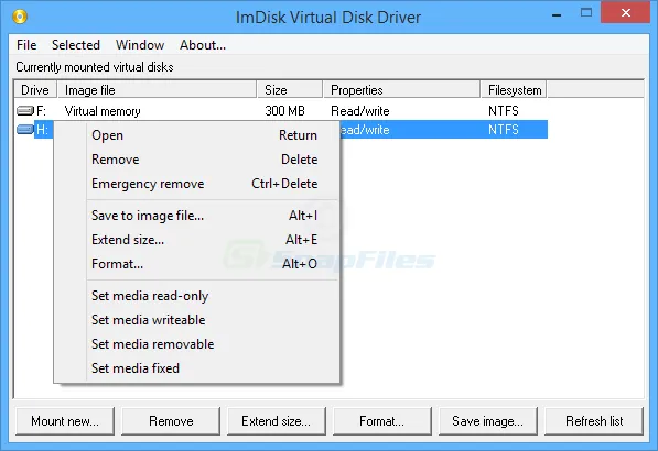 ImDisk Virtual Disk Driver Zrzut ekranu 1