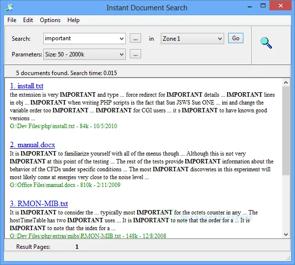 Instant Document Search Zrzut ekranu 1