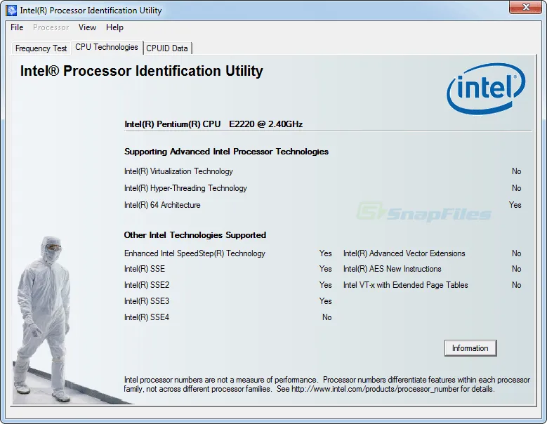 Intel Processor Identification Utility Zrzut ekranu 2