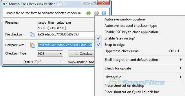 Marxio File Checksum Verifier Zrzut ekranu 2