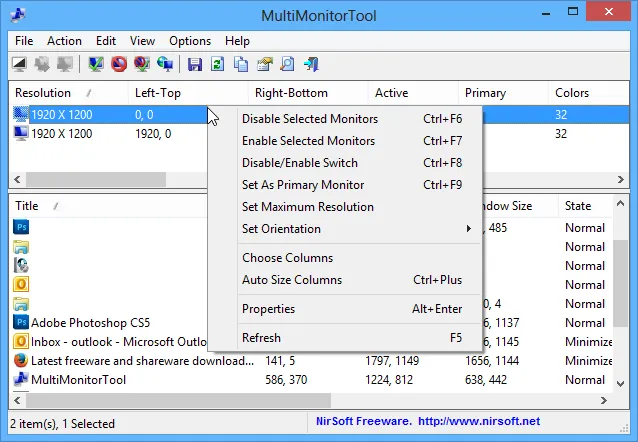 MultiMonitorTool Zrzut ekranu 1