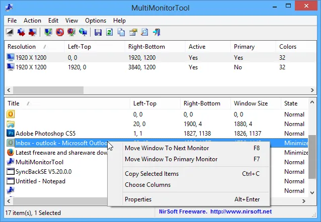 MultiMonitorTool Zrzut ekranu 2